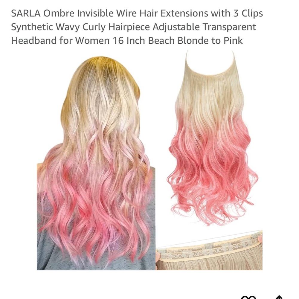 Ombre Pink Hair Extensions 16 in ny SARLA🩷easy to use FUN to wear! See photos;